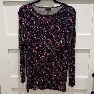 J. Jill Purple and Pink Patterned Long Sleeve Top